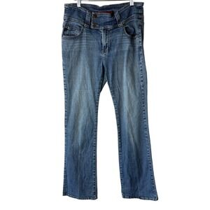 Vtg Z Cavaricci Womens Bootcut Jeans‎ 32x32 Size 10 Y2K 90s Leather Patch Flaps